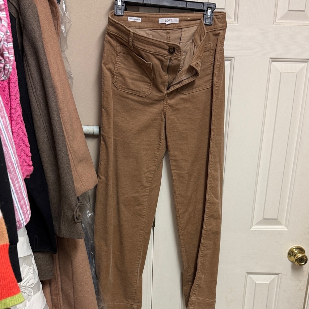 LOFT Women's Tan Palmer Wide Leg Corteroy